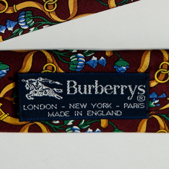 Burberrys Tie - Gold and Maroon - Picture 7 of 7